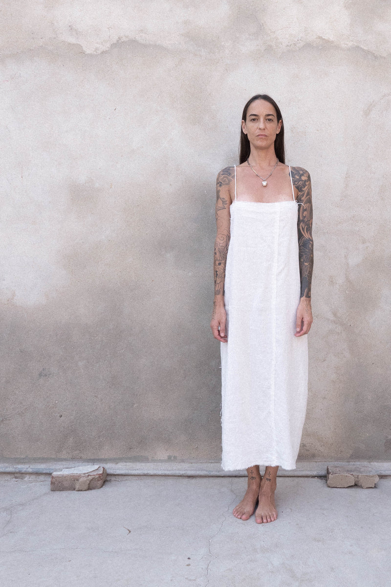 White Pace Organic Linen Dress