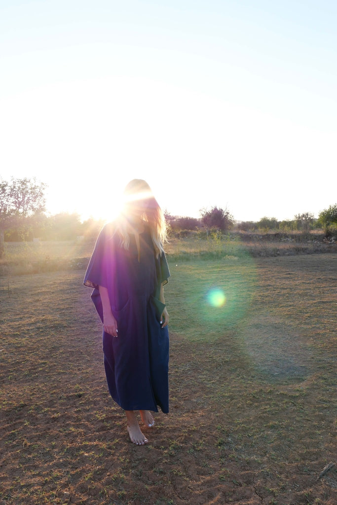 Eclipse Hand Woven Organic Khadi Cotton Sanctuary Kaftan - YEVA WORLD