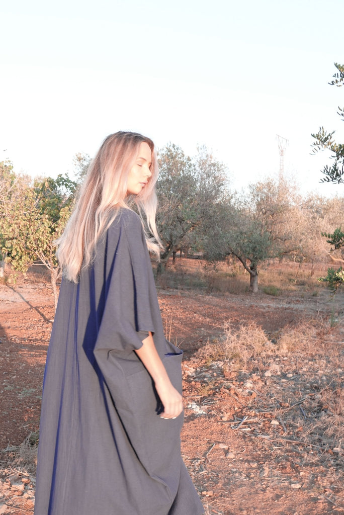 Eclipse Hand Woven Organic Khadi Cotton Sanctuary Kaftan - YEVA WORLD
