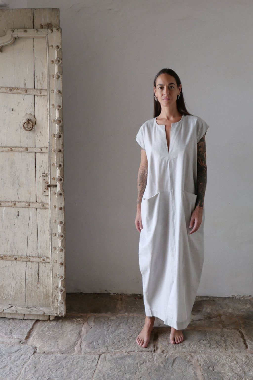 SLIM KAFTAN WITH HARDWARE MASKED AT MOONLIGHT