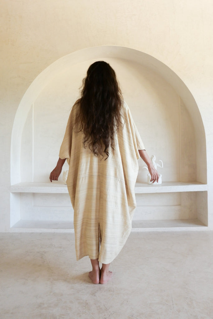 Raw Peace Silk Sunday Gold Kaftan - YEVA WORLD