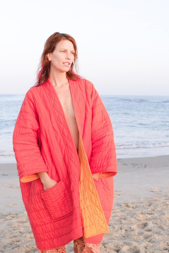 Reversible Star Quilted Cotton Aura Coat - YEVA WORLD