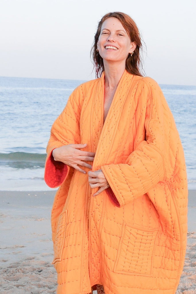 Reversible Star Quilted Cotton Aura Coat - YEVA WORLD