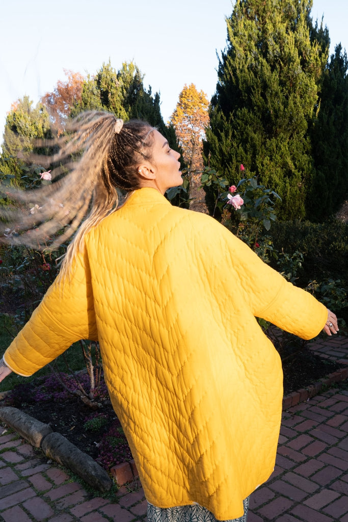 Reversible Sun Quilted Cotton Aura Coat - YEVA WORLD