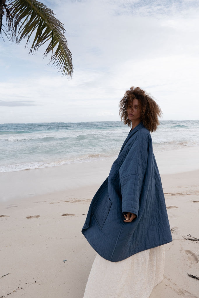 The Moon Quilted Cotton Aura Coat - YEVA WORLD