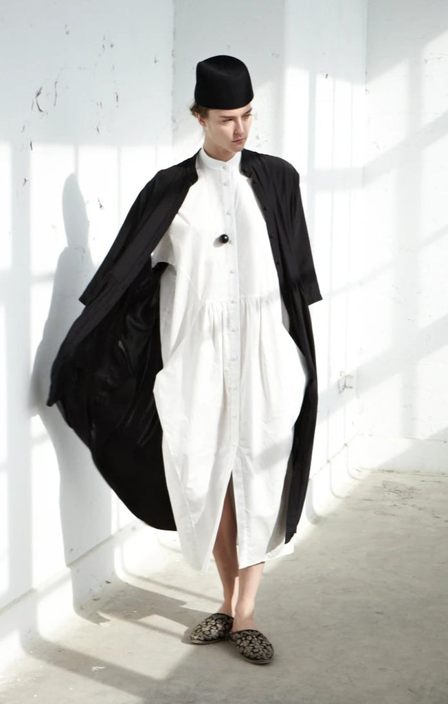 White Mandarin Dress - YEVA WORLD