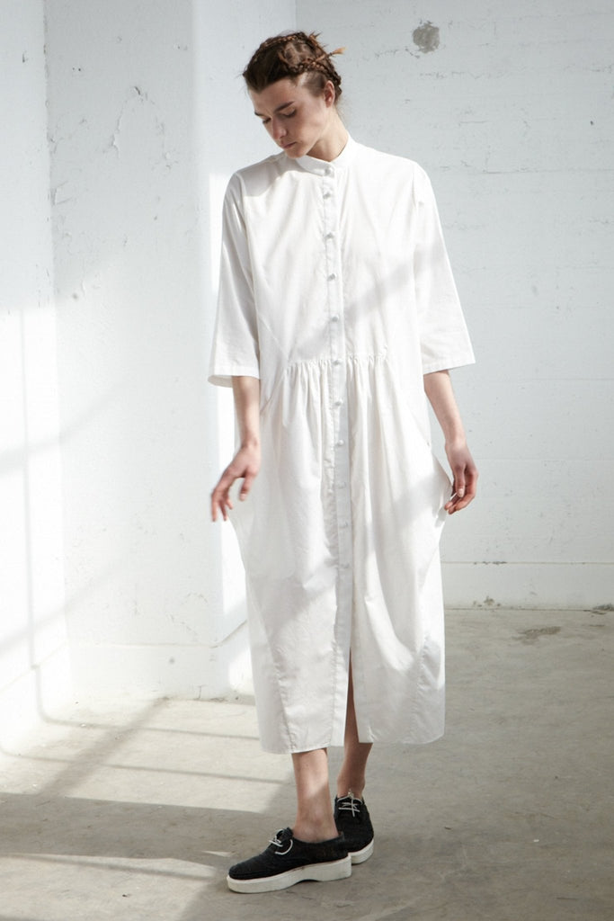 White Mandarin Dress - YEVA WORLD