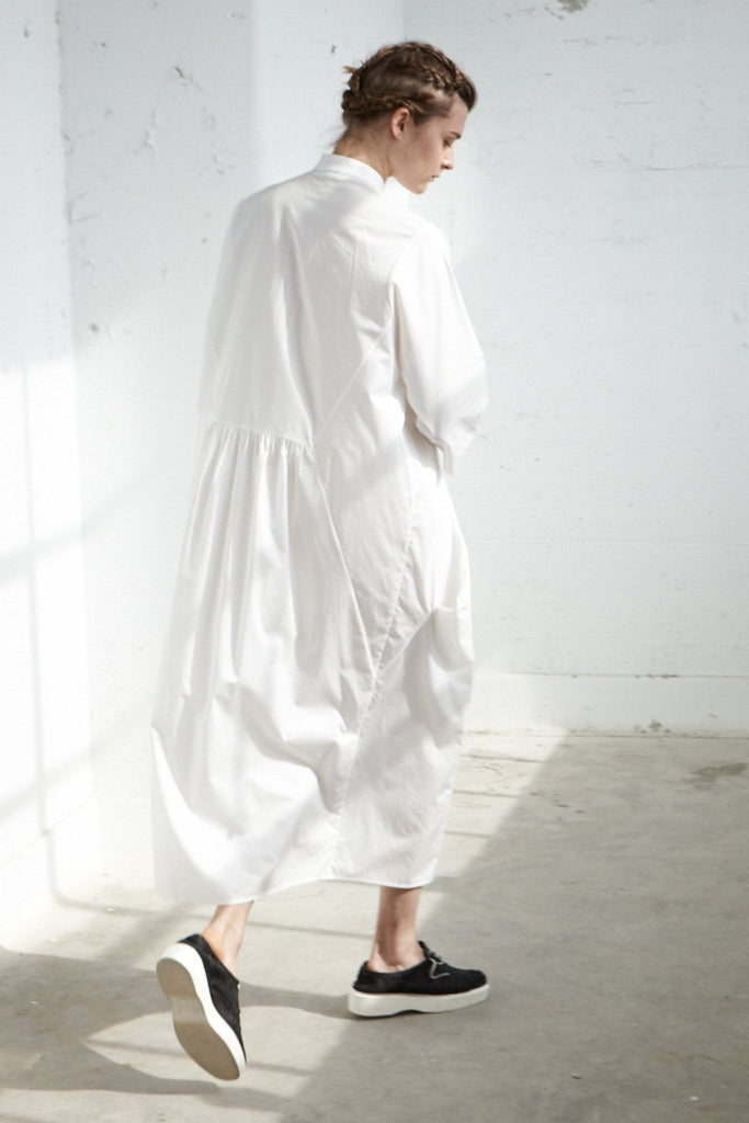 White Mandarin Dress - YEVA WORLD