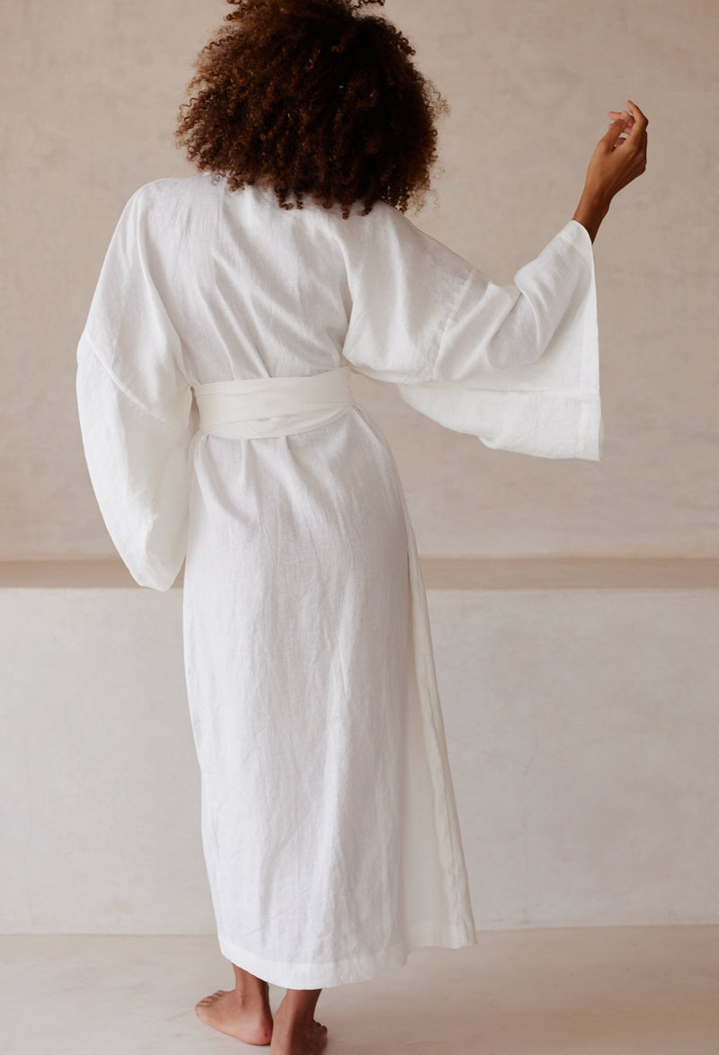 White Yin Organic Linen Kimono